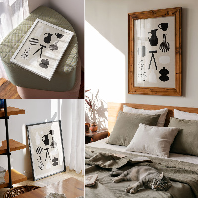 Premium wall art Black and white geometric patterns on a beige background