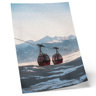 Decorative poster Mountains of winter landscapes with cable car