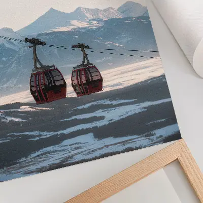 Winter Mountains with Cable Car Decorative Poster winter landscape photography print