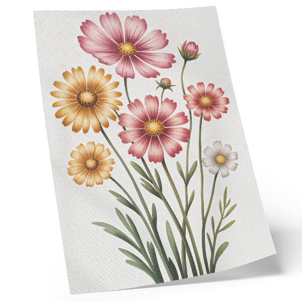 Art print Yellow and pink flowers in a lush bouquet