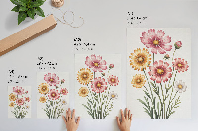 Art print Yellow and pink flowers in a lush bouquet