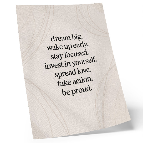 Premium wall art Motivational message, bright background, elegant lines