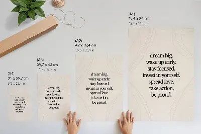 Premium wall art motivational message with elegant lines on a bright background