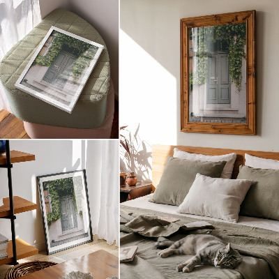 Decorative poster Green vines, gray doors, harmonious composition