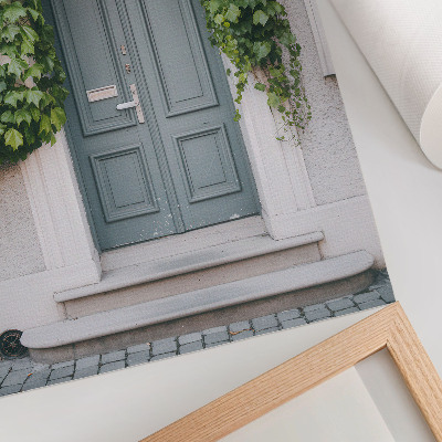 Decorative poster Green vines, gray doors, harmonious composition