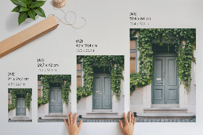 Decorative poster Green vines, gray doors, harmonious composition