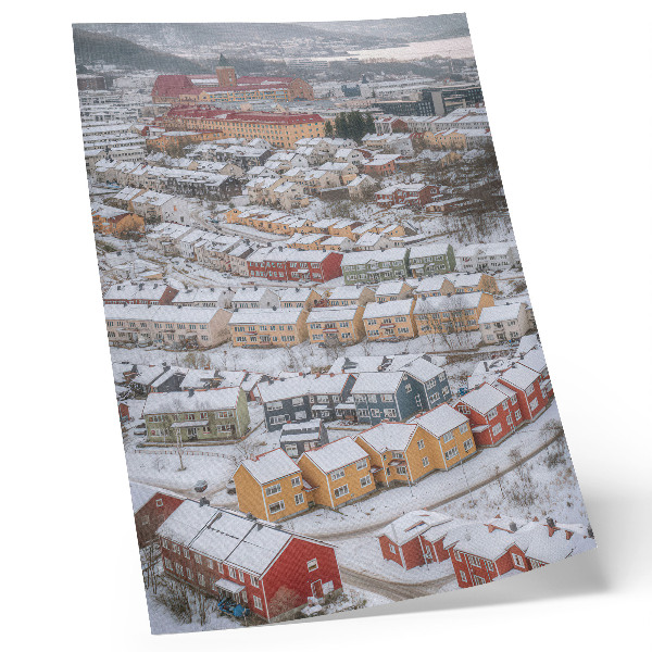 Art print Colorful houses winter landscape architecture