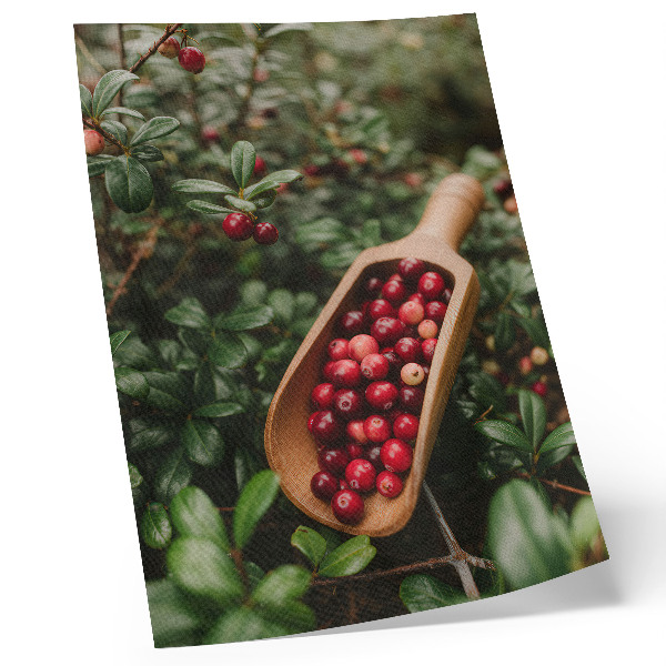 Decorative poster Vibrant colors of leaves and fruit in a wooden shovel