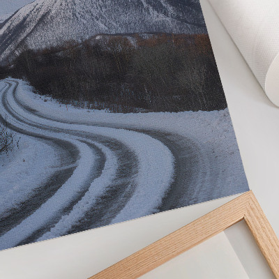 Poster Winter landscape mountains road curves beauty