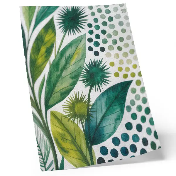 Premium wall art green leaves and dots with a boho nature theme
