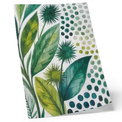 Premium wall art green leaves and dots with a boho nature theme