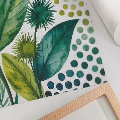 Premium wall art green leaves and dots with a boho nature theme