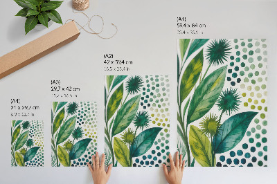 Premium wall art Green leaves dots nature freshness boho