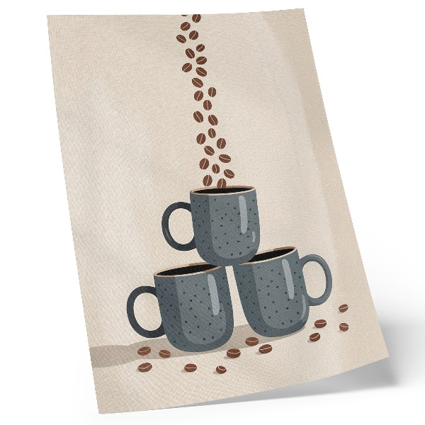 Poster Gray mugs and a cream background with coffee beans