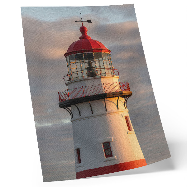Art print Red lighthouse sunset calm