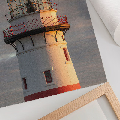 Art print Red lighthouse sunset calm