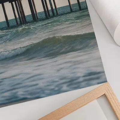 Poster yellow houses by the sea with a modern and peaceful aesthetic