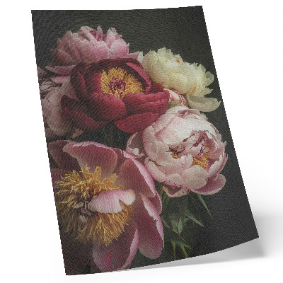 Art print Multicolored peonies on a dark background