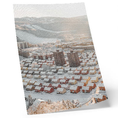 Premium wall art Winter landscape with snow-covered houses