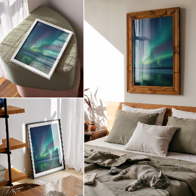 Art print The Northern Lights in the background of beautiful night nature