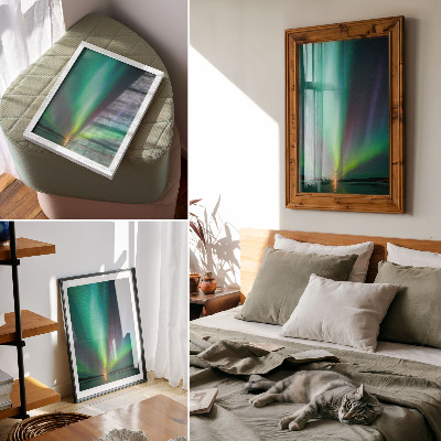 Premium wall art Aurora Borealis over a night landscape full of stars