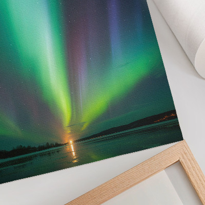 Premium wall art Aurora Borealis over a night landscape full of stars