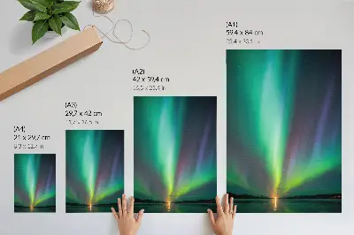 Premium wall art aurora borealis over a starry night landscape