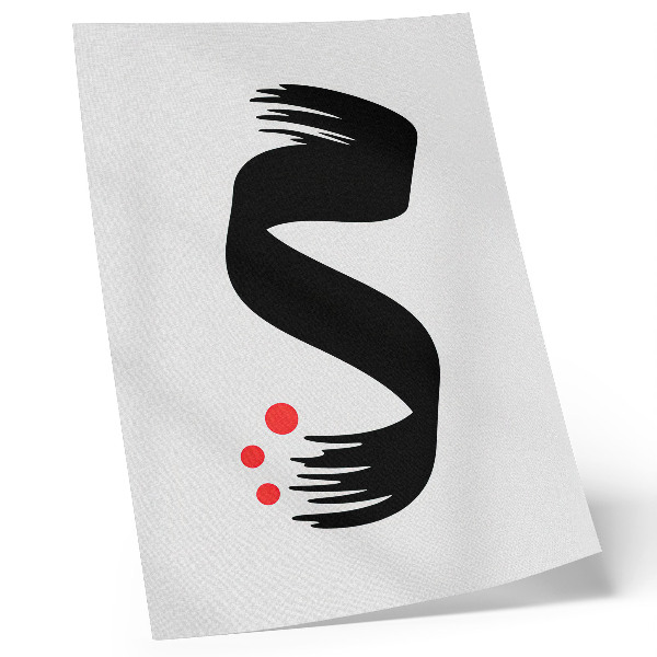 Premium wall art Black shape red circle light background