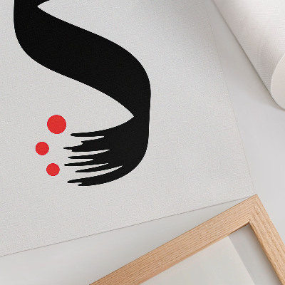 Premium wall art Black shape red circle light background