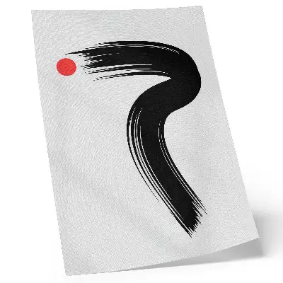Decorative poster red circle with a black brush stroke