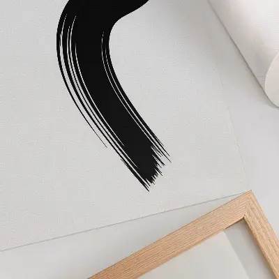 Decorative poster red circle with a black brush stroke