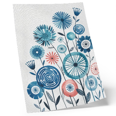 Premium wall art Modern blue flowers on a white background