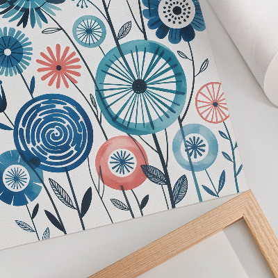 Premium wall art Modern blue flowers on a white background