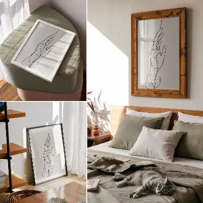 Poster minimalist hand line drawing in a modern elegant style