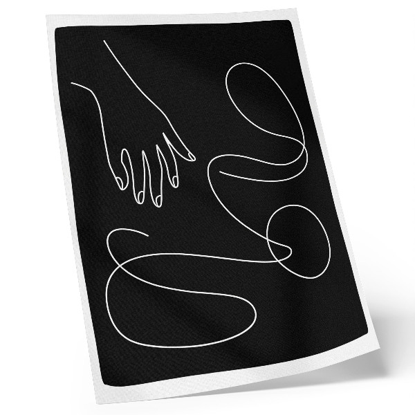 Art print Black and white curved lines minimalism hand