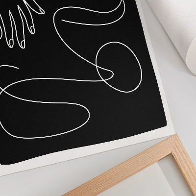 Art print Black and white curved lines minimalism hand