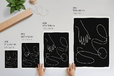 Art print Black and white curved lines minimalism hand