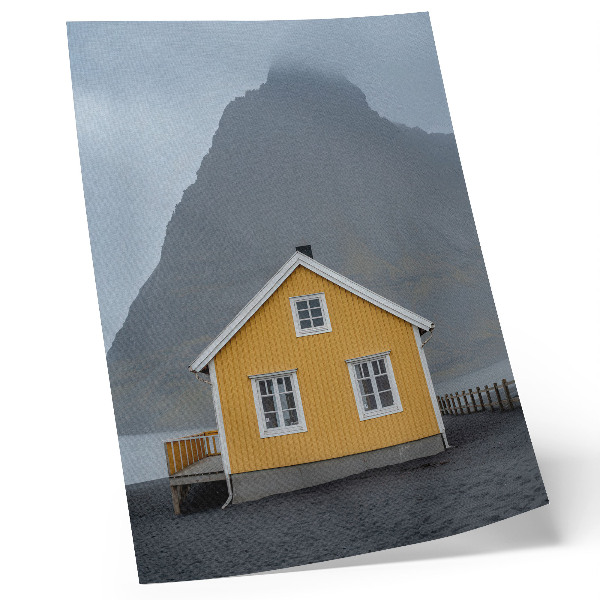 Premium wall art Yellow house mountain minimalism simplicity peace
