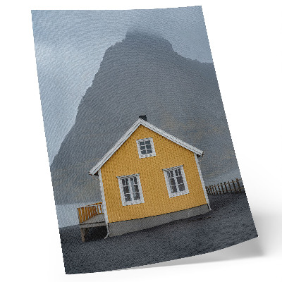 Premium wall art Yellow house mountain minimalism simplicity peace