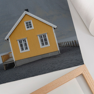 Premium wall art Yellow house mountain minimalism simplicity peace