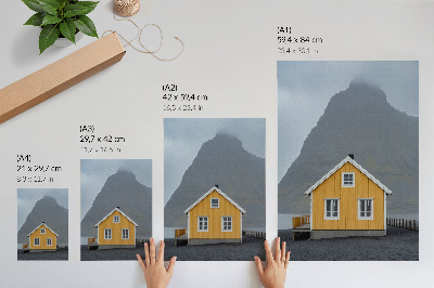Premium wall art Yellow house mountain minimalism simplicity peace