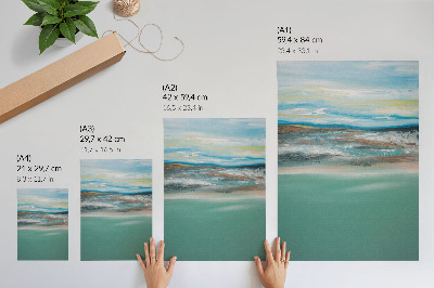 Decorative poster Harmony blue green cream abstract