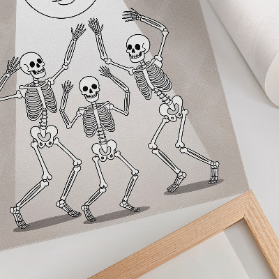 Poster Black and white skeletons on a beige moon background