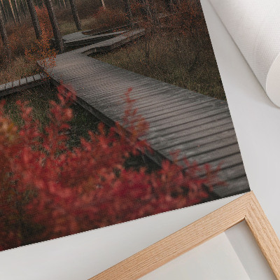 Premium wall art Wooden path forest trees autumn colors