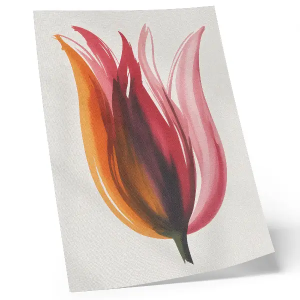 Decorative poster red pink and orange abstract flower print