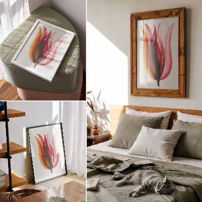Decorative poster Red pink orange flower abstract