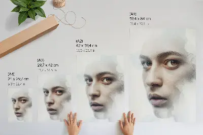 Poster a delicate face with a mysterious atmosphere and a subtle game