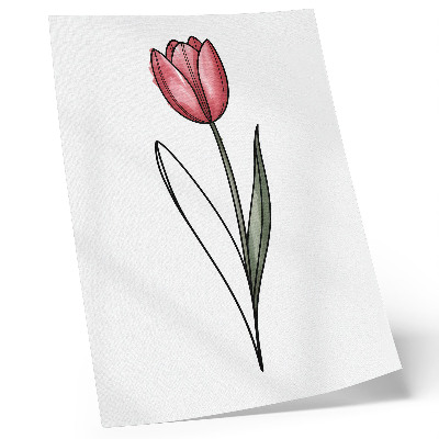 Premium wall art Pink tulip simple contour lightness