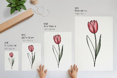 Premium wall art Pink tulip simple contour lightness