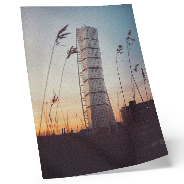 Decorative poster Skyscraper in the setting sun modern architecture